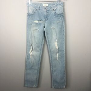 HOT BOTTOMS | Sexy Distressed Boyfriend Jeans Light Wash Women’s Junior Size 11
